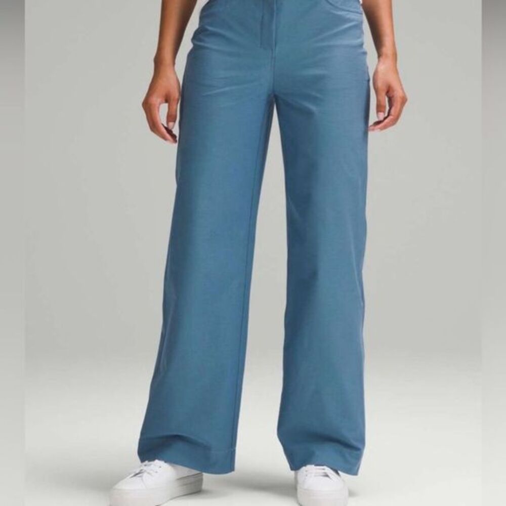 City Sleek 5 Pocket High-Rise Wide-Leg Pant Utility Blue color size 24